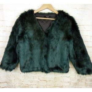 Simplee Faux Fur Jacket Womens S Green Shaggy Boxy Mom Wife 90s Y2K Punk Rock